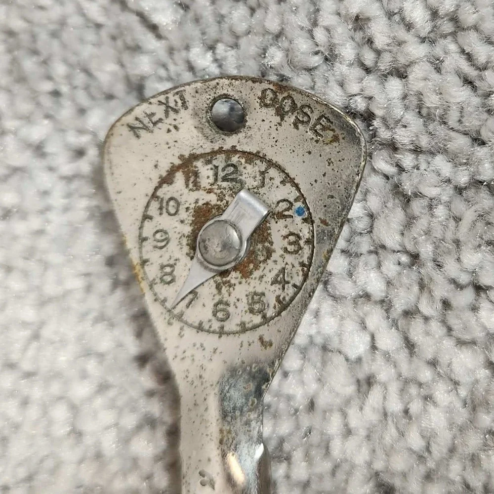 Gross Prescriptions Medicine Spoon Silver‎ Antique Next Dose Dial Apothecary